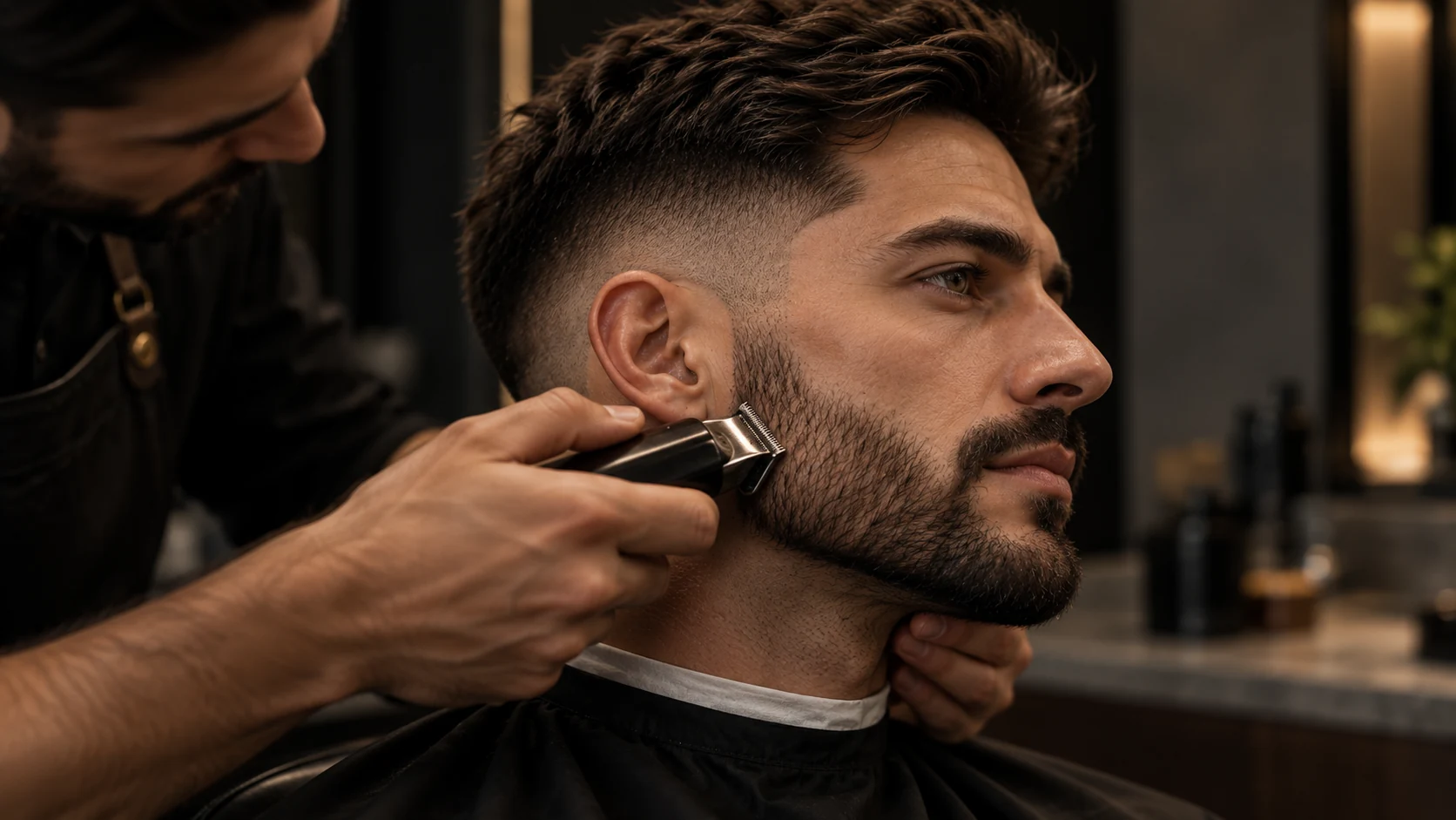 Precise beard contouring along the cheek and jaw
